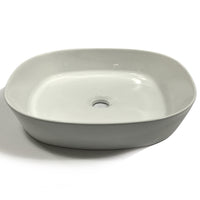 Lavabo da appoggio ceramica bianco quadrato tondeggiante 44x44x14 cm *** finitura- lucido, confezione 1