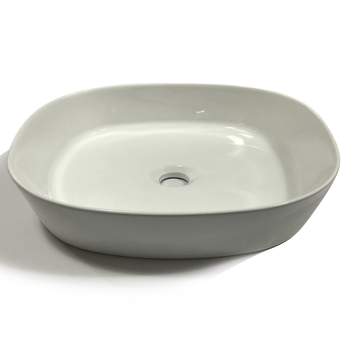 Lavabo da appoggio ceramica bianco quadrato tondeggiante 44x44x14 cm *** finitura- opaco, confezione 1