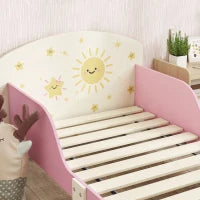 Letto per Bambini 3-8 Anni Basso in Legno con Spazio Contenitore e Sponde Laterali, 150x77x60 cm, Rosa