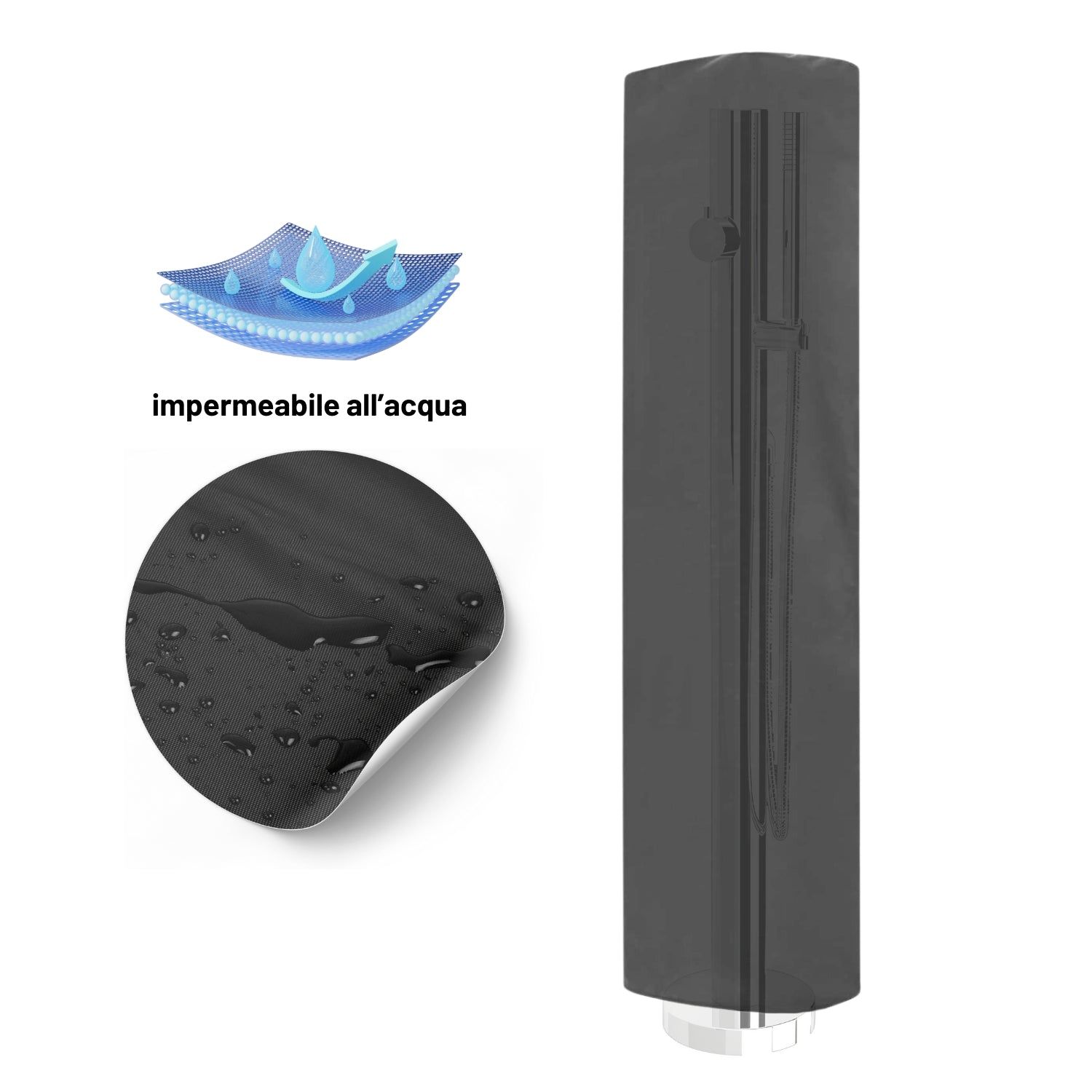 Fontana da giardino a colonna esterno in acciaio inox con cover impermeabile *** modello sambuco, confezione 1