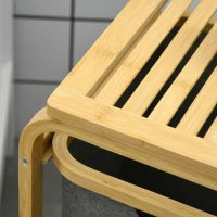 Cesto per Biancheria Cesto per Biancheria Cesto per Biancheria Cesto per Biancheria in Bambù 3 Cesti, 49 L x 33 P x 70 H cm Grigio