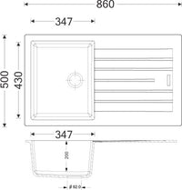 Lavello 86 cm da incasso in sintetico effetto granito una vasca - Avena