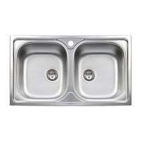 Lavello incasso in acciaio inox 86 cm 2 vasche  - Cromo