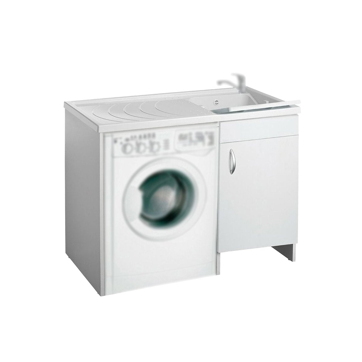 Mobile in legno con lavatoio + coprilavatrice mod. Idex - Versione DX