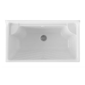 Lavatoio con mobile in legno e vasca in ABS con strizzatoio  - Bianco