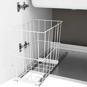 Lavatoio 45x50 1 anta con mobile in nobilitato idrofugo W100 e cesto estraibile - Bianco