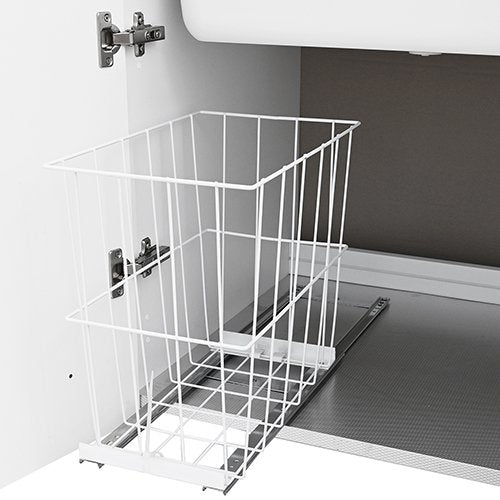 Lavatoio 45x50 1 anta con mobile in nobilitato idrofugo W100 e cesto estraibile - Bianco