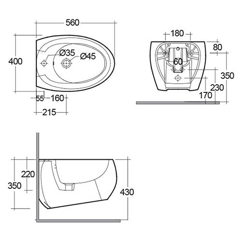 Sanitari sospesi CLOUD Rak Ceramics: WC, Bidet, Copriwater Bianco Matt