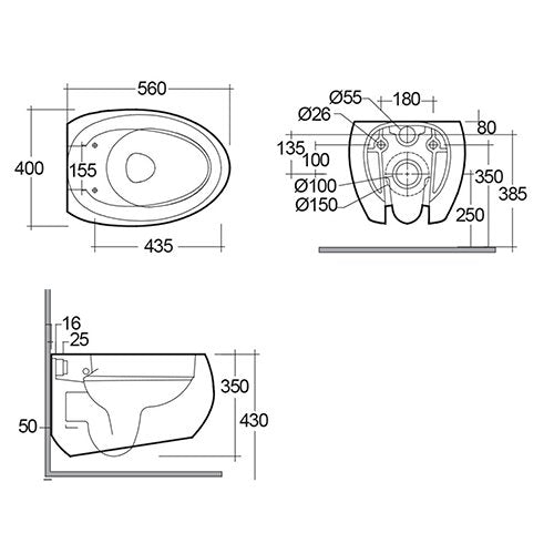 Sanitari sospesi CLOUD Rak Ceramics: WC, Bidet, Copriwater Bianco Matt