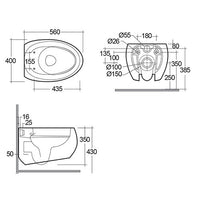 Sanitari sospesi CLOUD Rak Ceramics: WC, Bidet, Copriwater Bianco Matt