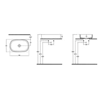 Lavabo ovale da appoggio senza troppo pieno in ceramica senza foro rubinetto - Avorio Opaco