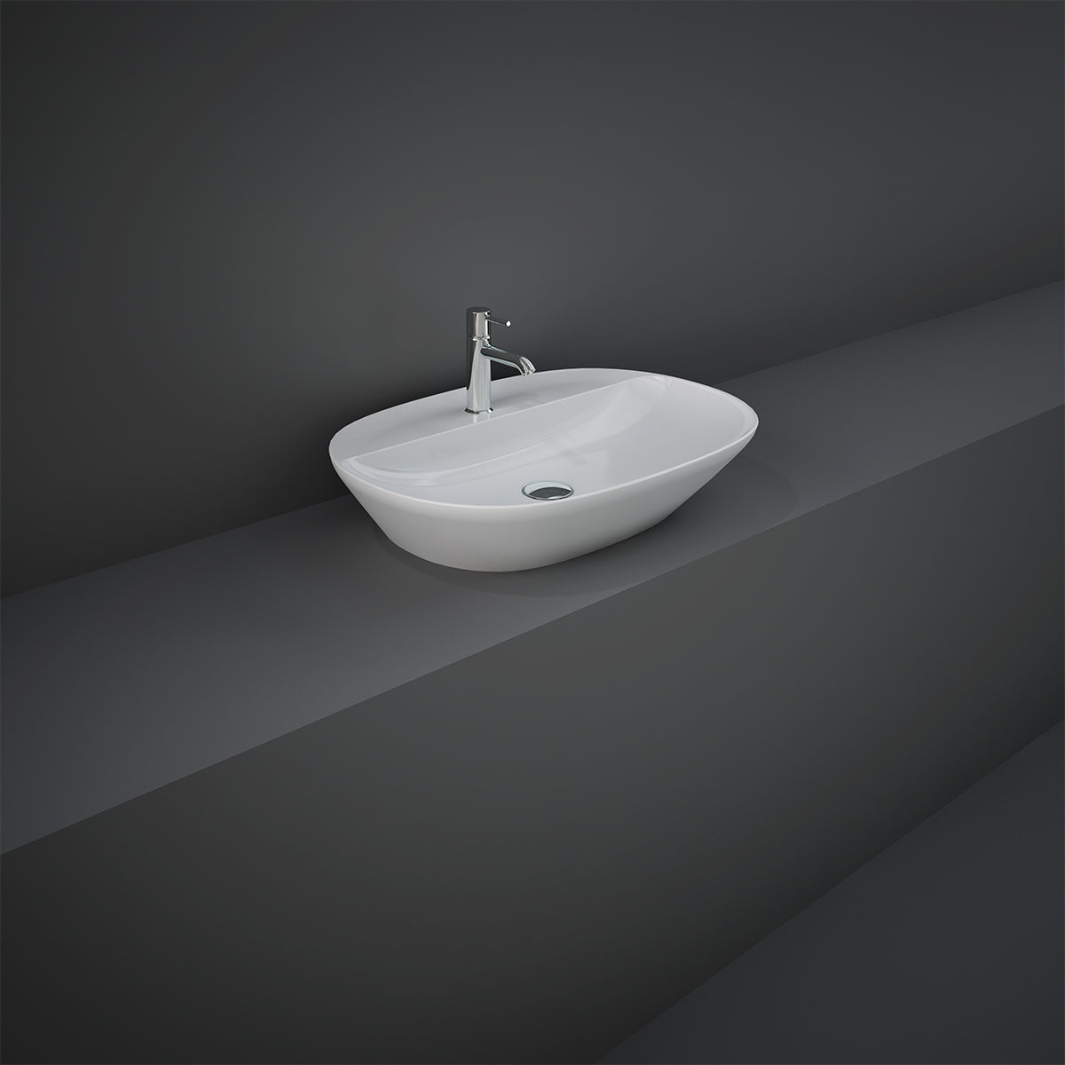 Lavabo appoggio ovale monoforo Rak Ceramics Bianco