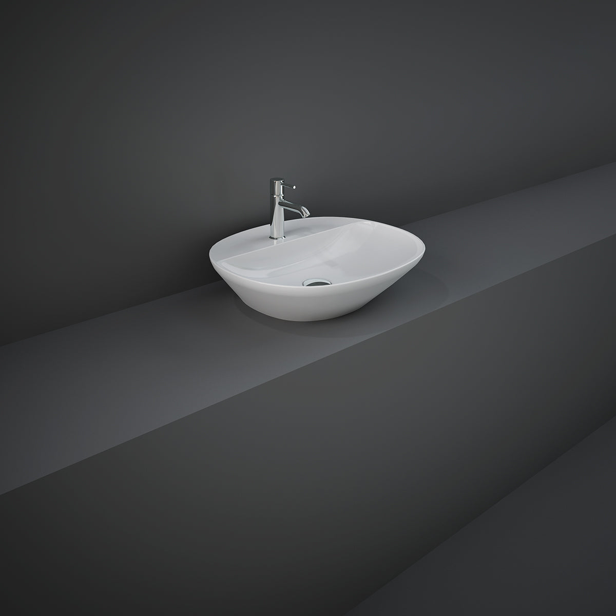 Lavabo appoggio foro rubinetto ovale Rak Ceramics Bianco