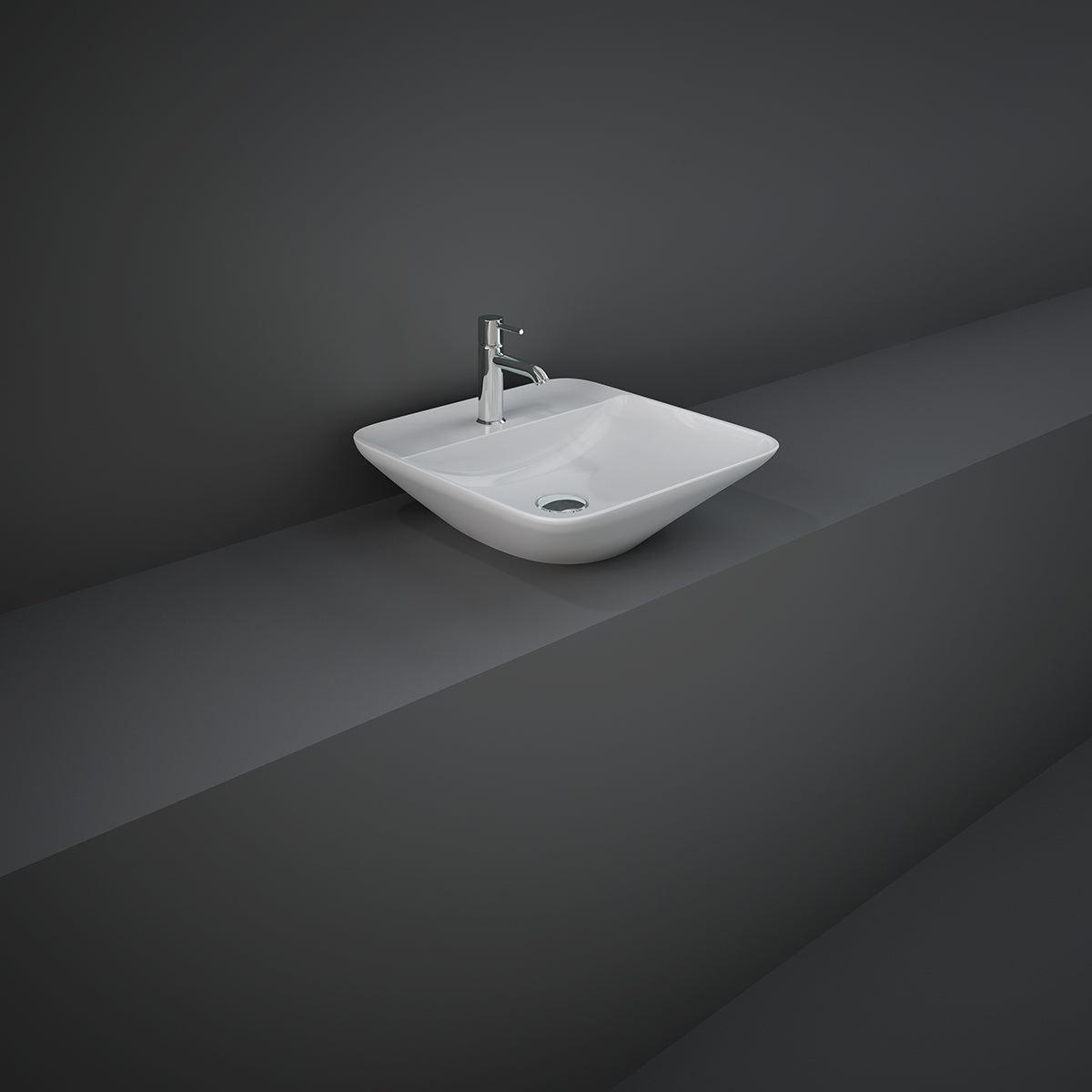 Lavabo appoggio quadrato foro rubinetto Rak Ceramics Bianco