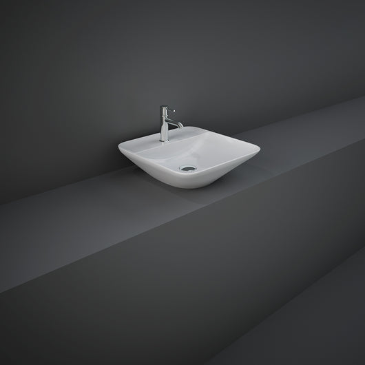 Lavabo appoggio quadrato foro rubinetto Rak Ceramics Bianco