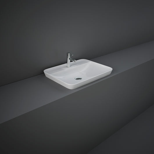 Lavabo incasso rettangolare foro rubinetto Rak Ceramics Bianco