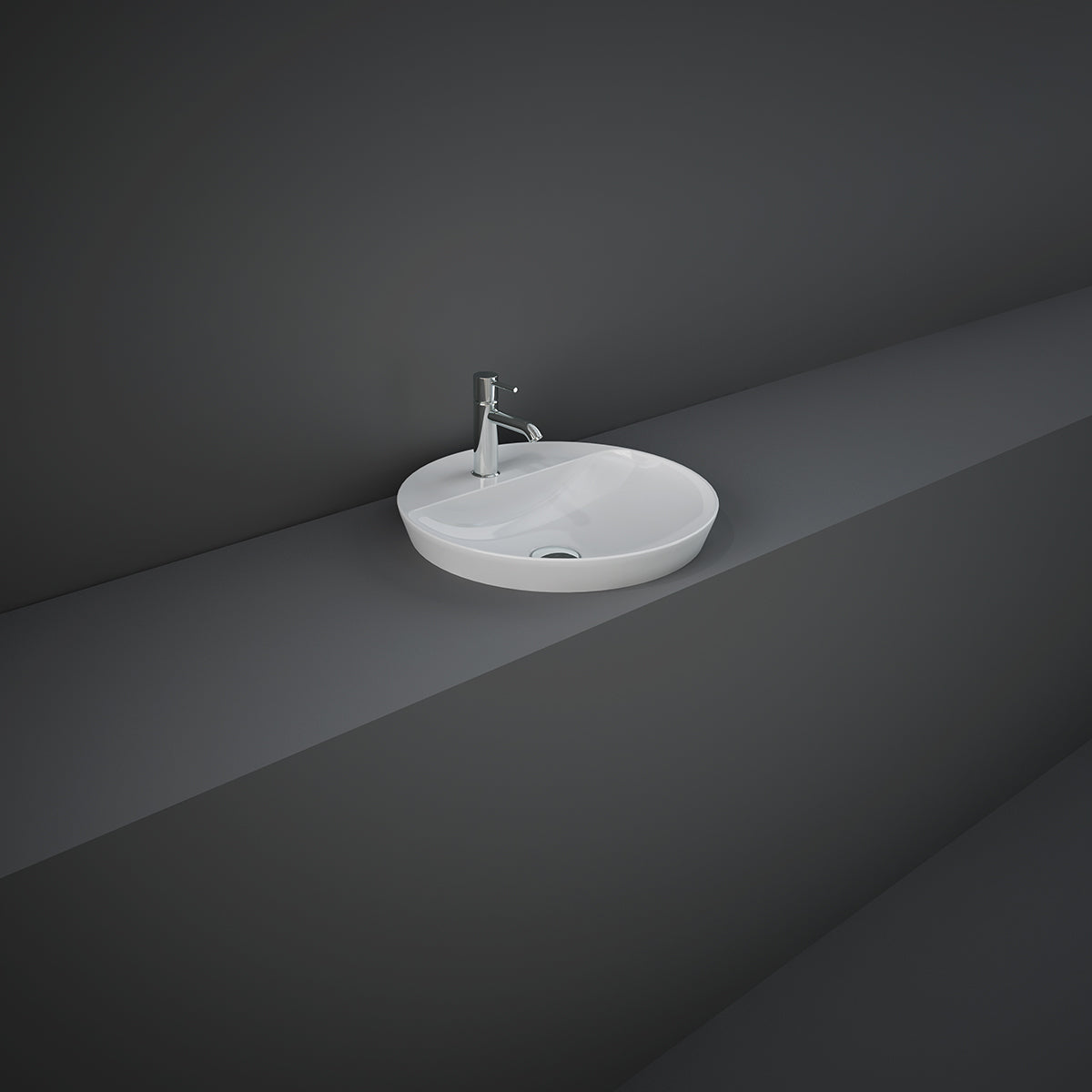Lavabo incasso tondo foro rubinetto Rak Ceramics Bianco