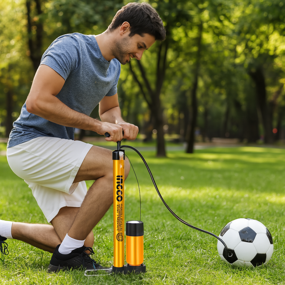 Pompa manuale professionale manometro tubo acciaio bici moto auto 38x500 mm