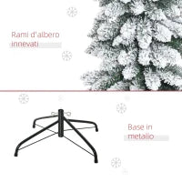Albero di Natale Innevato a 3 Sezioni con 490 Rami in Metallo e Plastica, 54x54x210 cm, Verde