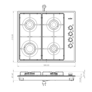 Piano cottura 4 fuochi inox Samet Ariane