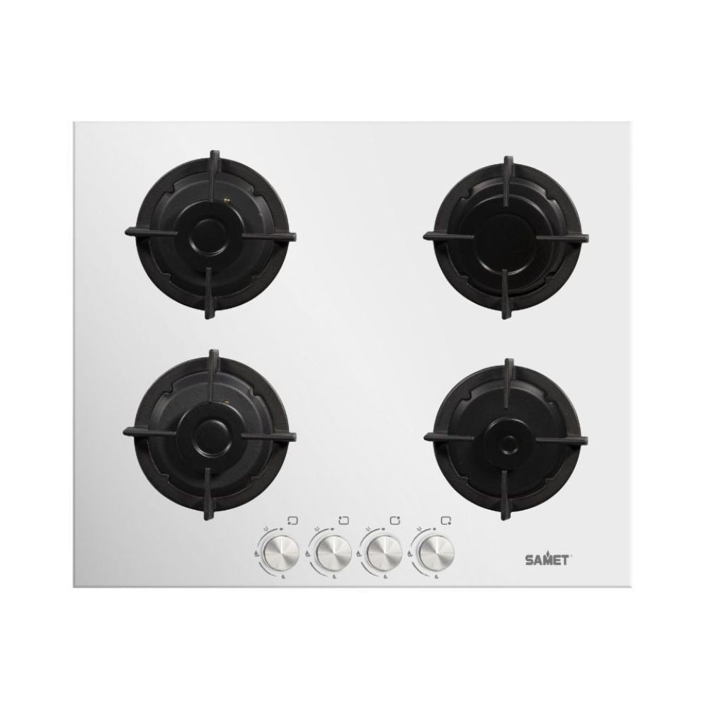 Piano cottura 4 fuochi Samet Venere60 vetro bianco