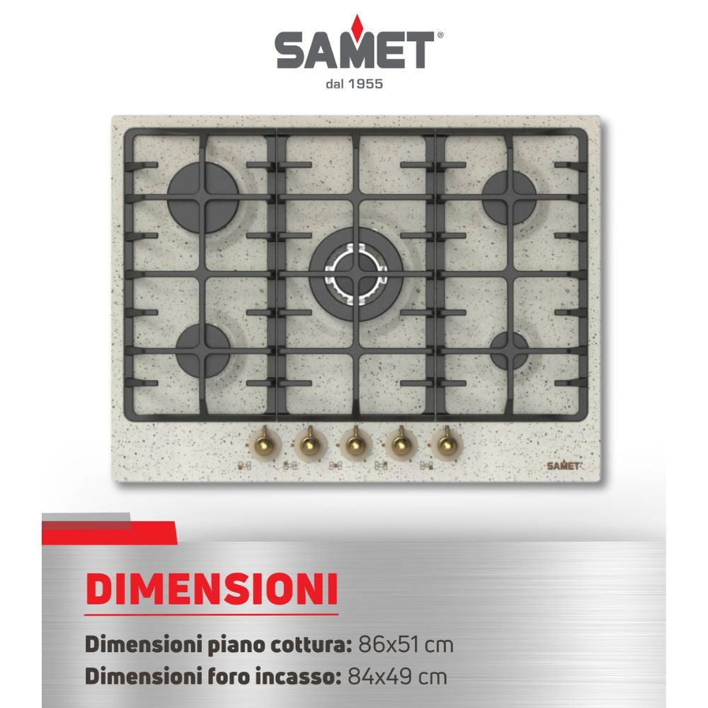 Piano cottura 5 fuochi da 90 cm avena Aiace Samet
