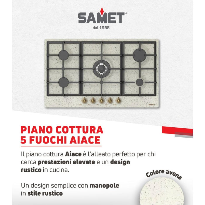 Piano cottura 5 fuochi da 90 cm avena Aiace Samet