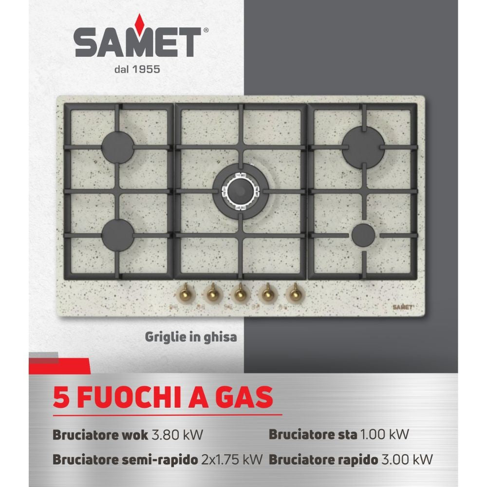 Piano cottura 5 fuochi da 90 cm avena Aiace Samet