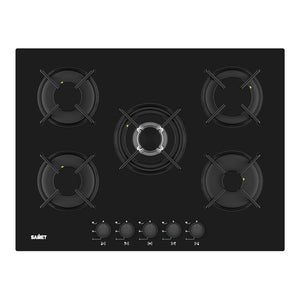 Piano cottura 5 fuochi Samet Minerva70 vetro nero