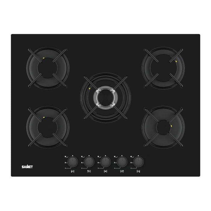 Piano cottura 5 fuochi Samet Minerva70 vetro nero