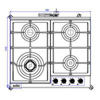 Piano Cottura gas 4 fuochi 60 cm acciaio inox Samet Sansone60