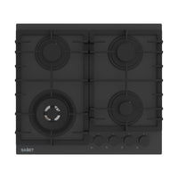 Piano cottura gas 4 fuochi 60 cm vetro temperato satinato nero opaco Samet Zacinto60