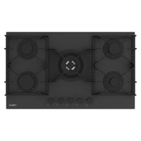 Piano cottura gas 5 fuochi 90 cm vetro temperato satinato nero opaco Samet Zacinto90