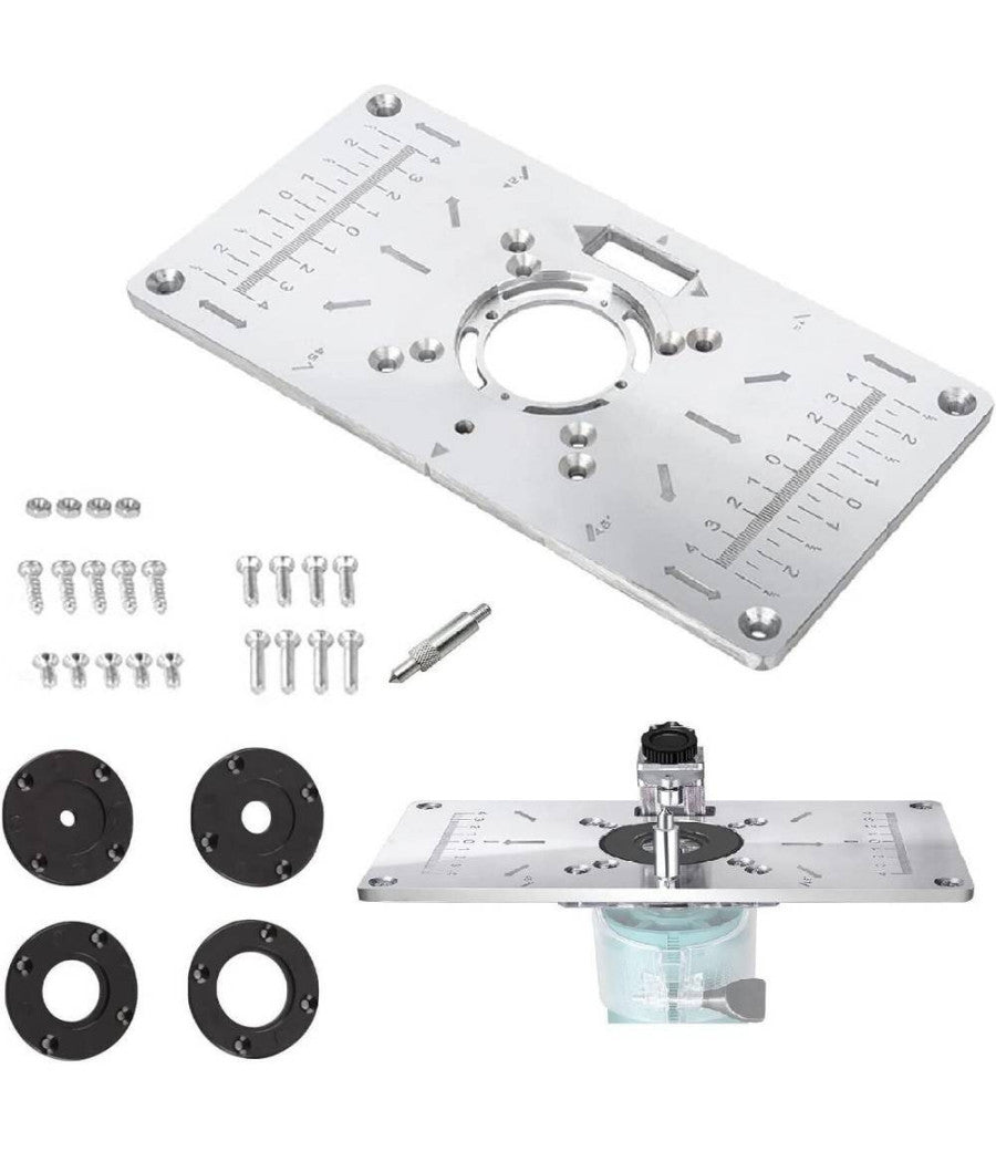 Piano Di Fresatura Router Piastra Per Fresatrice Verticale Con 4 Anelli Viti         