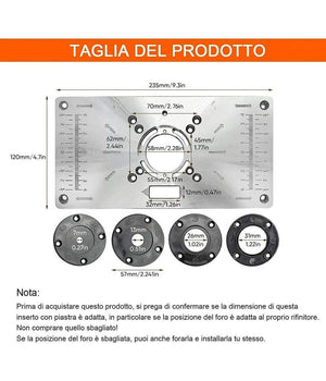 Piano Di Fresatura Router Piastra Per Fresatrice Verticale Con 4 Anelli Viti         