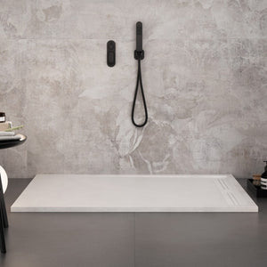 Piatto doccia in marmo resina bianco pietra cemento grid, misura 90x120