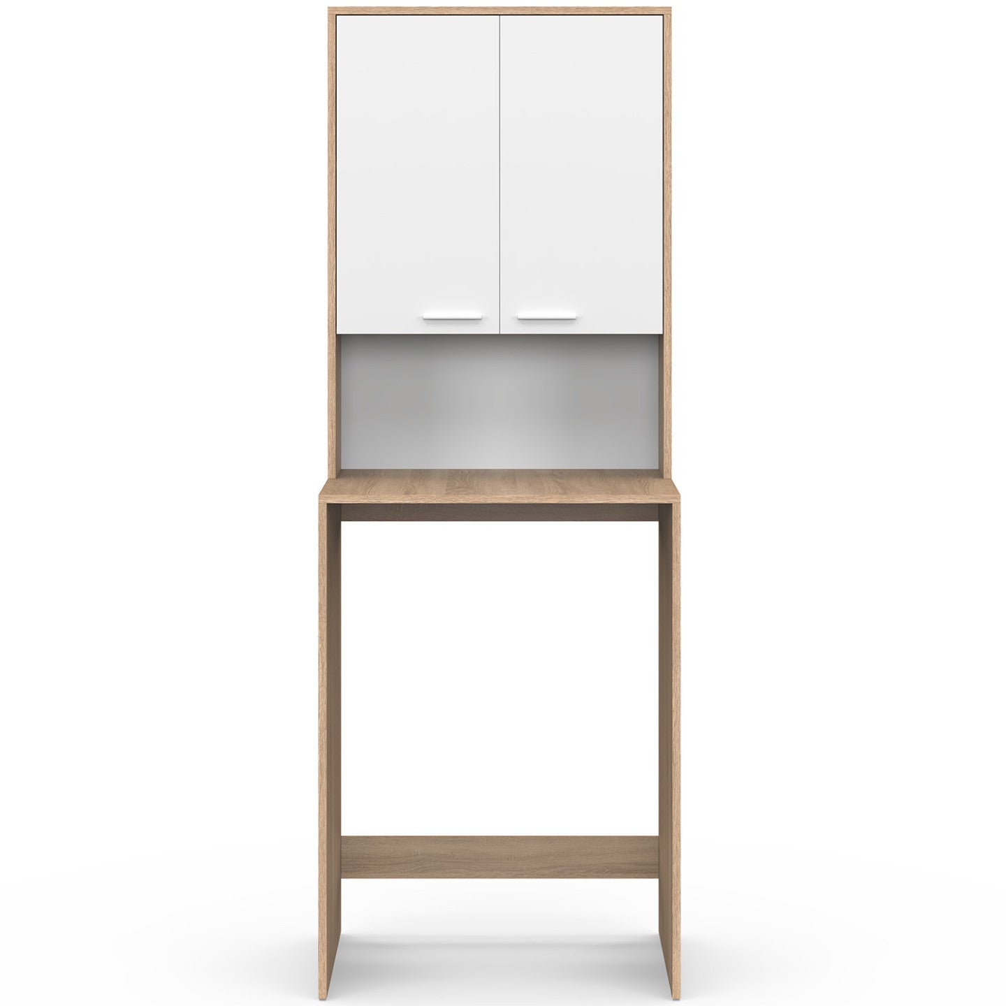 IDMarket - Piano lavatrice WALLIS con armadio in faggio e legno bianco