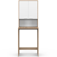 IDMarket - Piano lavatrice WALLIS con armadio in faggio e legno bianco