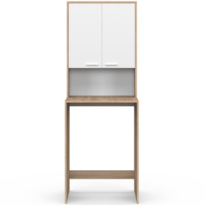 IDMarket - Piano lavatrice WALLIS con armadio in faggio e legno bianco