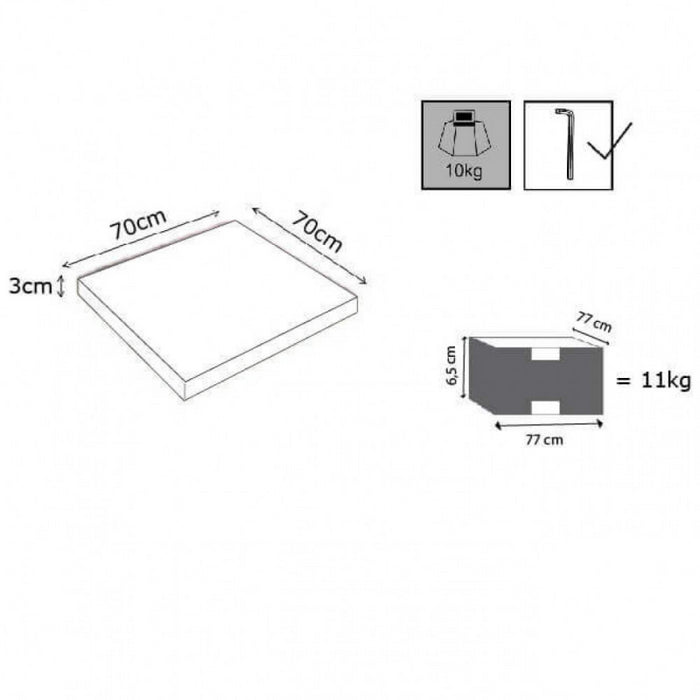 PIANO TAVOLO PER BASE PAXOS 70 X 70