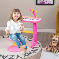 Pianoforte digitale per bambini 3+ anni con microfono e luci 31 tasti, Tastiera elettronica portatile Rosa-Tastiere elettriche