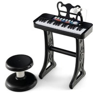 Pianoforte per bambini a 37 tasti con microfono regolabile e leggio rimovibile, Strumento musicale elettronico Nero-Tastiere elettriche