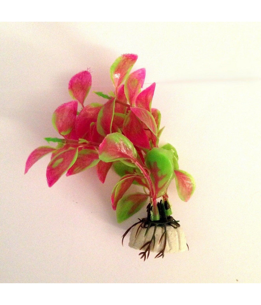 Pianta 11 Cm Piantina Artificiale Per Acquario Piante Finte Plastica Verde Viola         