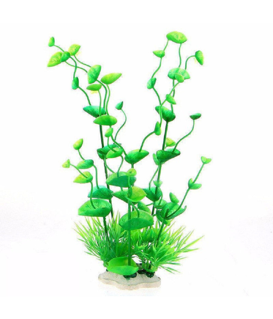 Pianta 16 Cm Piantina Artificiale Per Acquario Piante Finte Plastica Verde         
