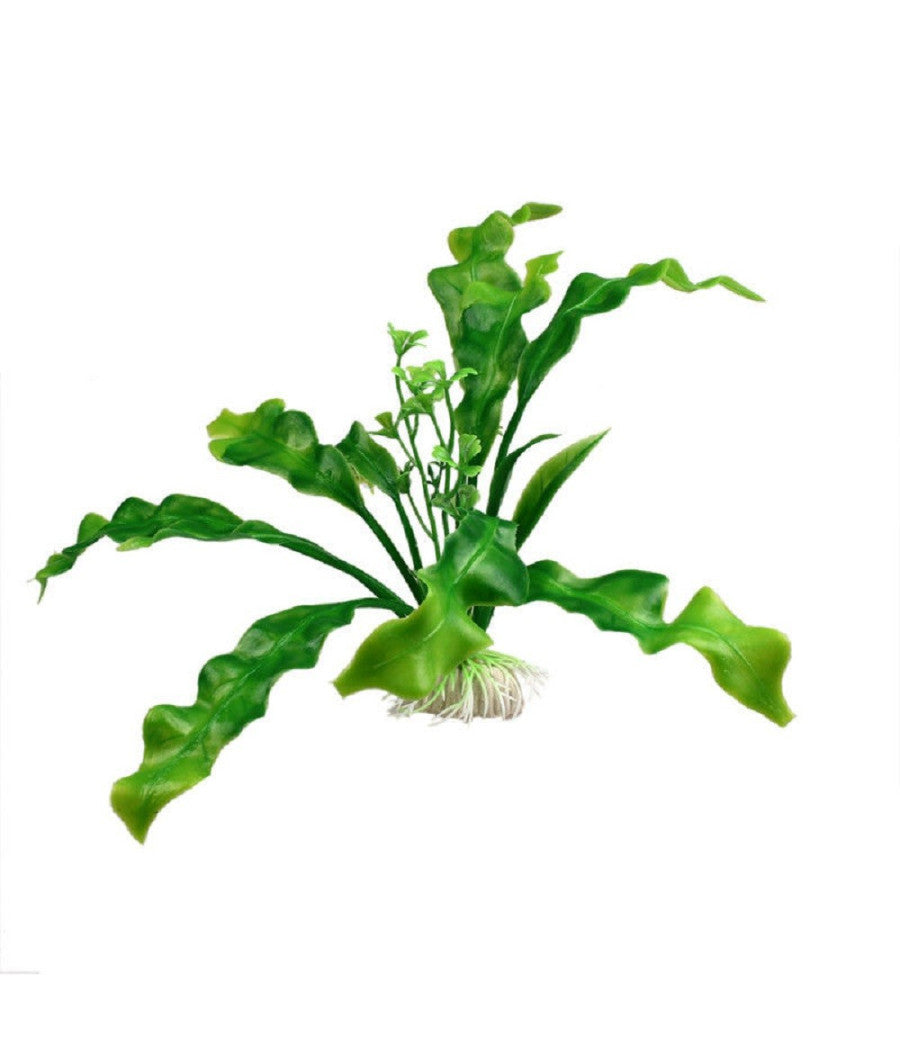 Pianta 20 Cm Piantina Artificiale Per Acquario Piante Finte Plastica Col. Verde         
