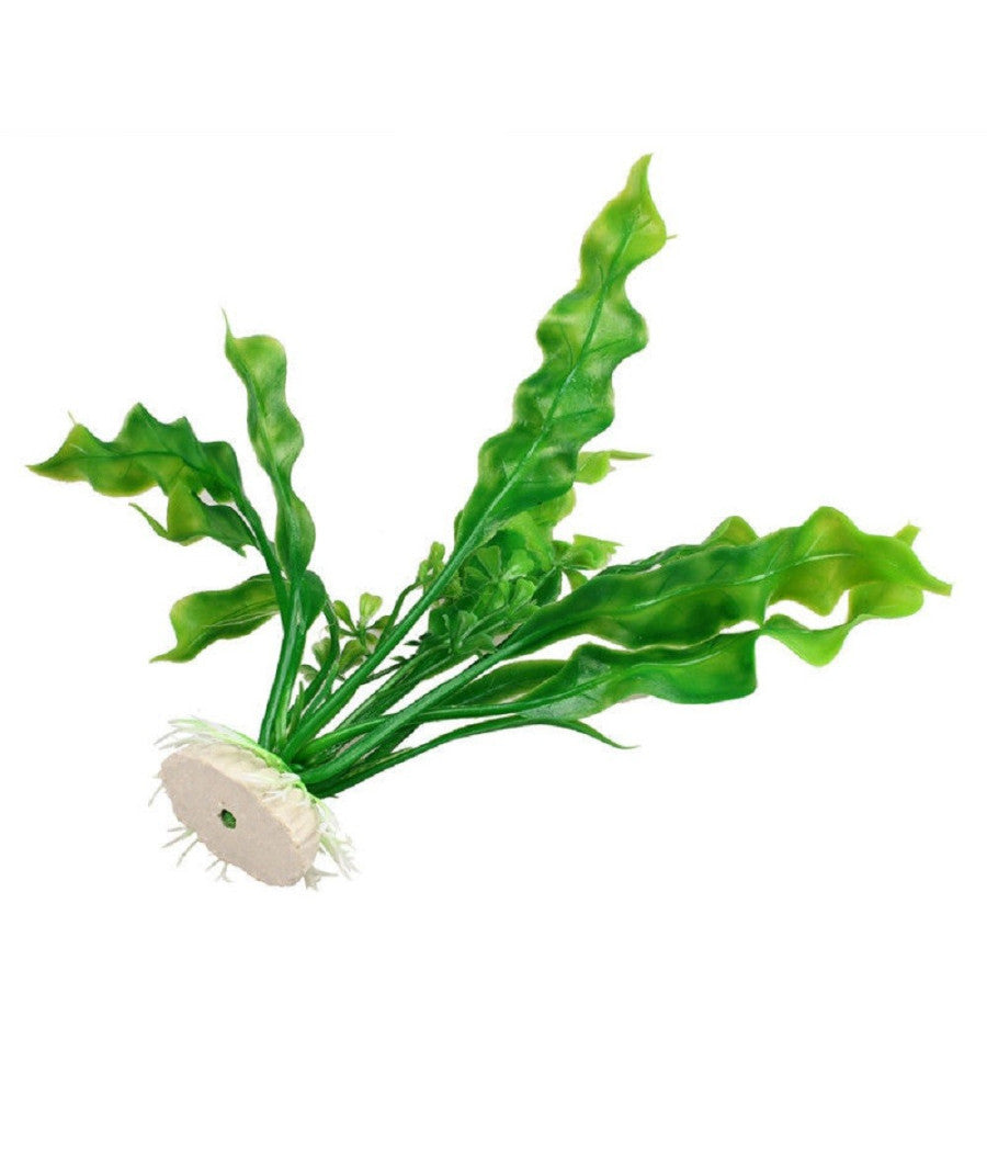 Pianta 20 Cm Piantina Artificiale Per Acquario Piante Finte Plastica Col. Verde         