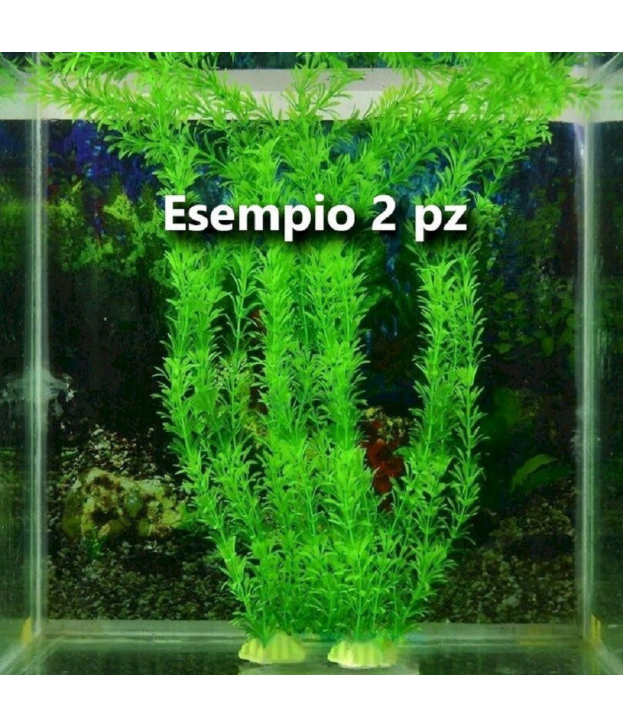 Pianta 30 Cm Piantina Artificiale Per Acquario Piante Finte Plastica Color Verde         