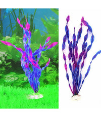 Pianta 32 Cm Piantina Artificiale Per Acquario Piante Finte Plastica Col. Purple         