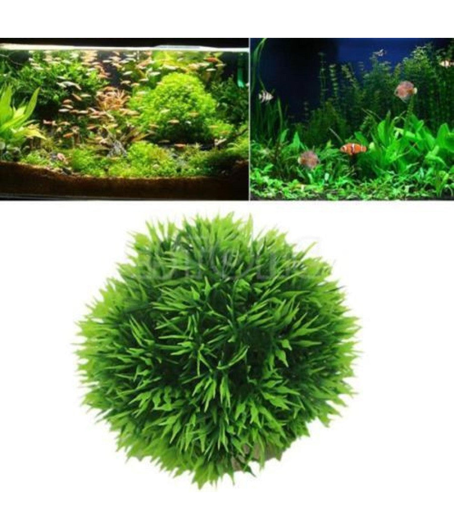 Pianta Piantina Artificiale Per Acquario Piante Finte Plastica Cespuglio Verde         