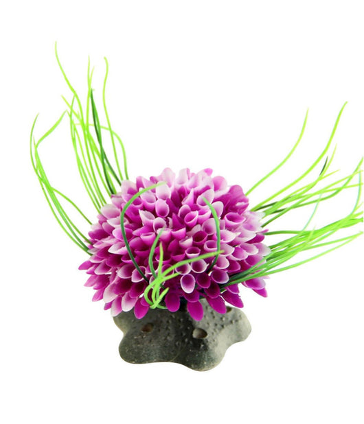 Pianta Piantina Artificiale Per Acquario Piante Finte Plastica Cespuglio Viola         